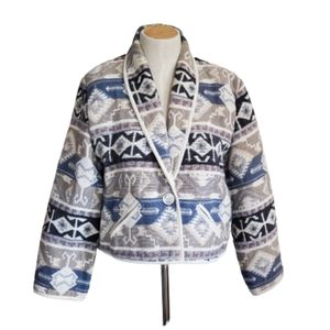 Vintage southwest pattern woven blanket cropped jacket